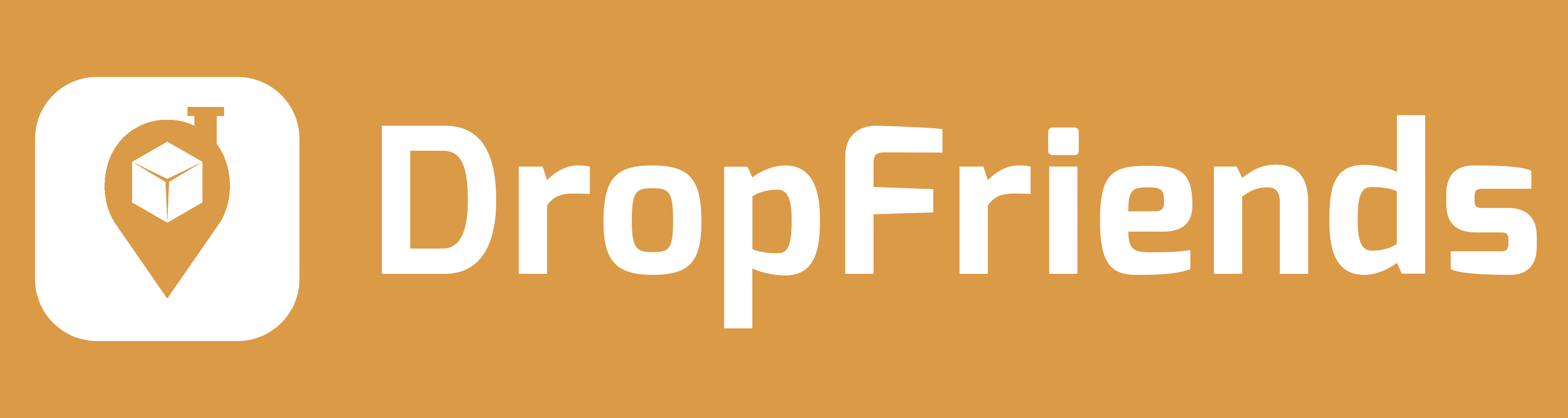 Weißes Logo auf orangenem Hintergrund